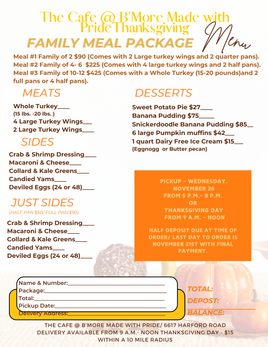 Thanksgiving Menu Family of 4-6 Meal #2